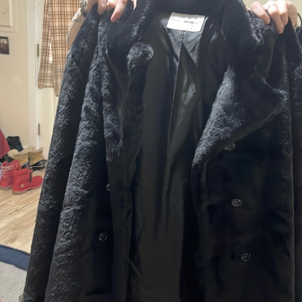 large black fashion nova fur coat